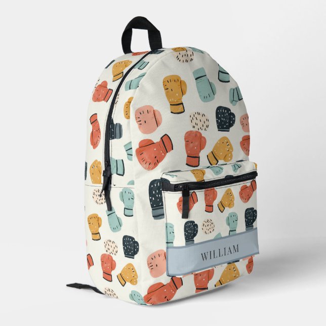 Boxing Gloves Beige Kids Back To School Printed Backpack (Back Corner Left)