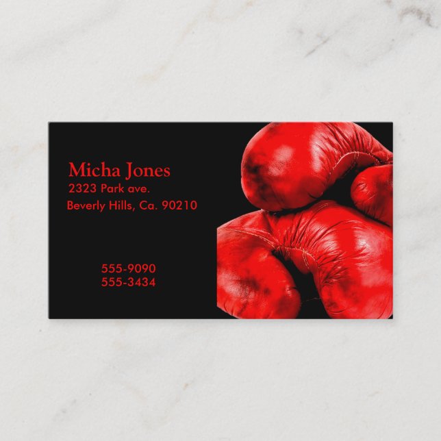 Boxing Gloves Boxer Grunge Style Business Card (Front)