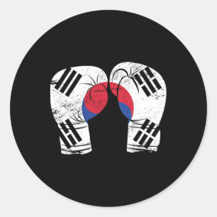Boxing Gloves Boxer Korean Flag South Korea Classic Round Sticker