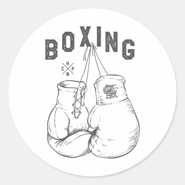 Boxing gloves classic round sticker (Front)