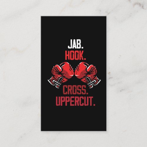 Boxing Gloves Commands Jab Hook Cross Uppercut Business Card