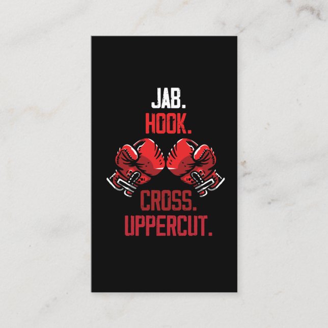 Boxing Gloves Commands Jab Hook Cross Uppercut Business Card (Front)