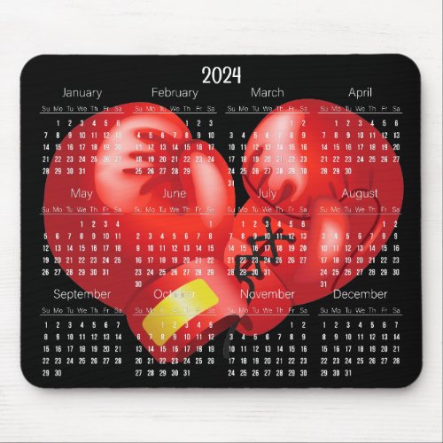 Boxing Gloves Design 2024 Calendar Mousepad