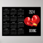 Boxing Gloves Design 2024 Calendar Poster<br><div class="desc">Boxing Gloves Design 2024 Calendar Poster with customizable background color.</div>