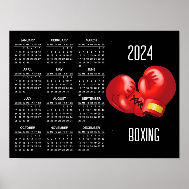 Boxing Gloves Design 2024 Calendar Poster
