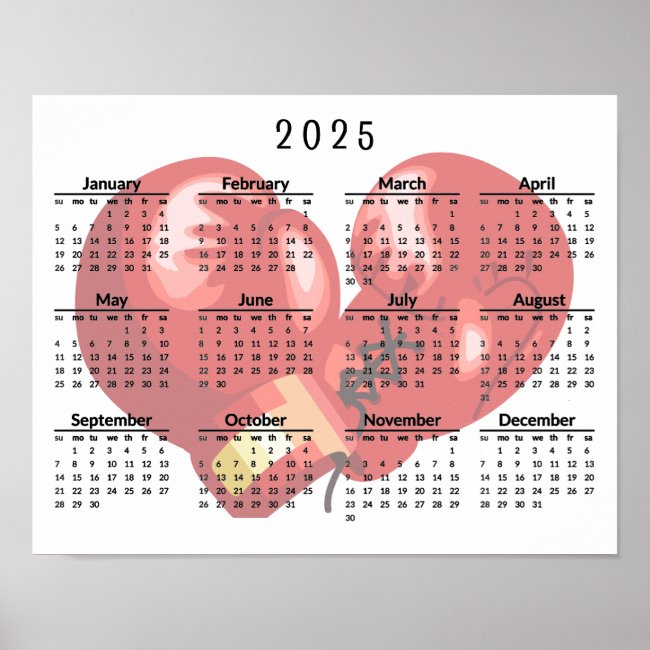 Boxing Gloves Design 2025 Calendar Poster