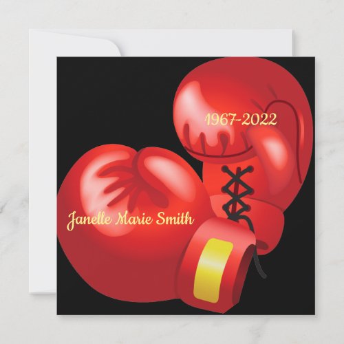 Boxing Gloves Design Memorial Card