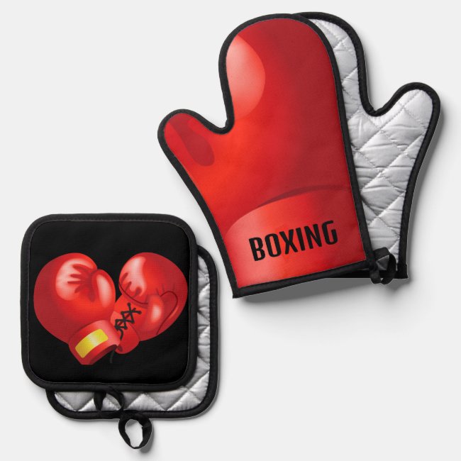 Boxing Gloves Design Oven Mitt & Pot Holder Set