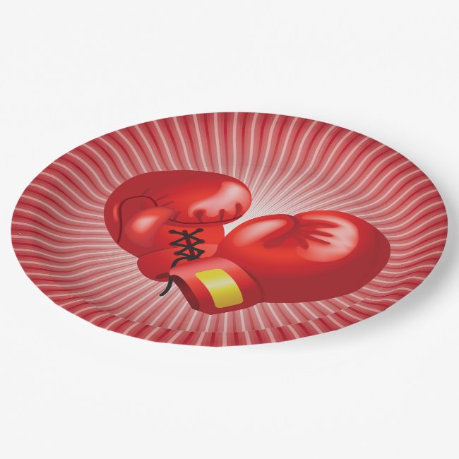 Boxing Gloves Design Paper Party Plate