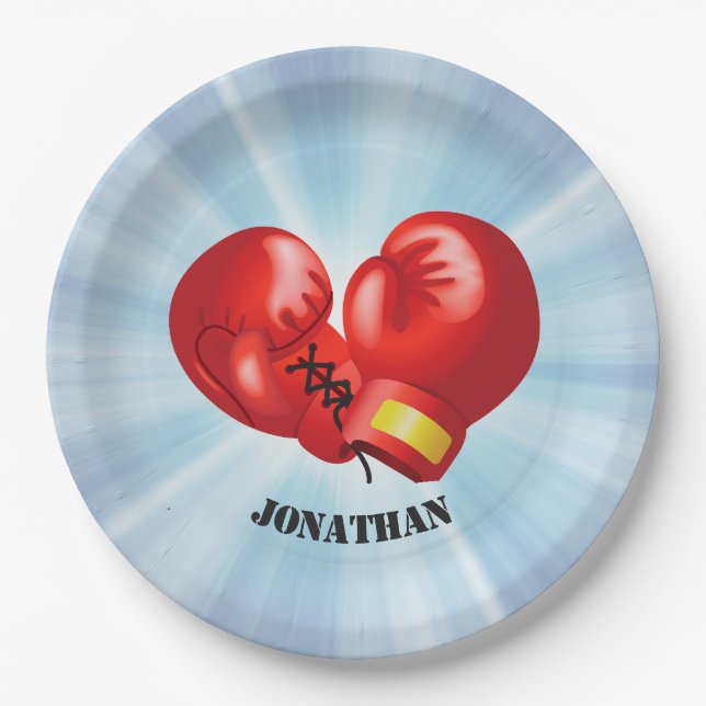 Boxing Gloves Design Paper Party Plate (Front)