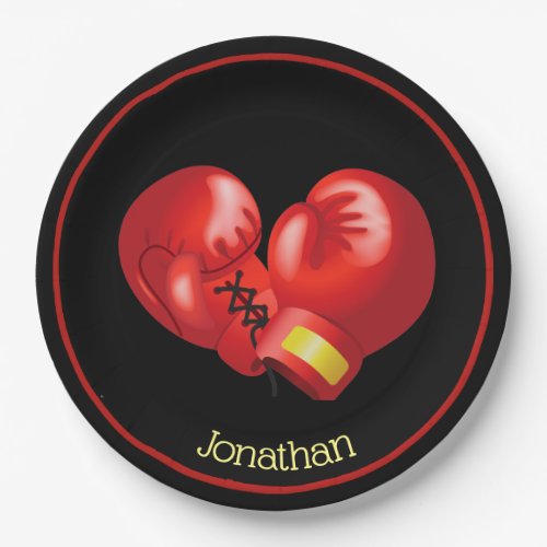 Boxing Gloves Design Paper Party Plate