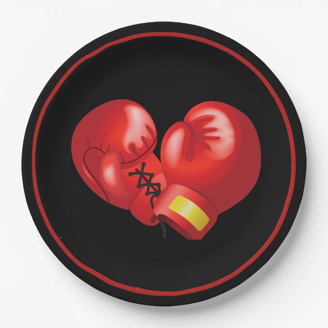 Boxing Gloves Design Paper Party Plate