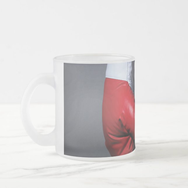 Boxing gloves frosted glass coffee mug (Left)
