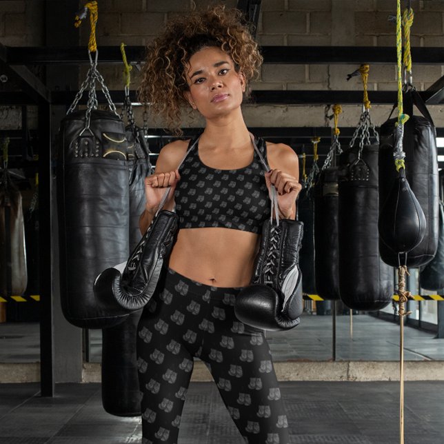 Boxing Gloves Hanging Pattern Sport Gray Black Leggings (Creator Uploaded)