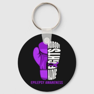 Boxing Gloves Nobody Fights Alone Epilepsy Cancer Keychain
