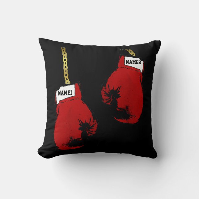 Boxing Gloves Personalized Throw Pillow (Front)