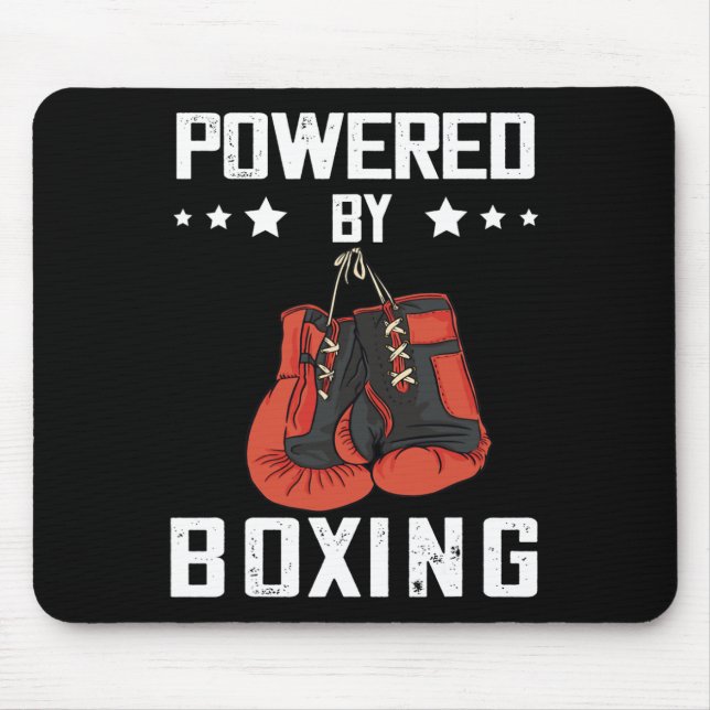 Boxing Gloves Powered By Boxing Boxer Kickboxer Bo Mouse Pad (Front)