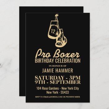 Boxing Gloves Silhouette Birthday Party Invitation by StampedyStamp at Zazzle