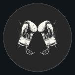 Boxing Gloves Silhouette  Classic Round Sticker<br><div class="desc">Boxing Gloves Silhouette</div>