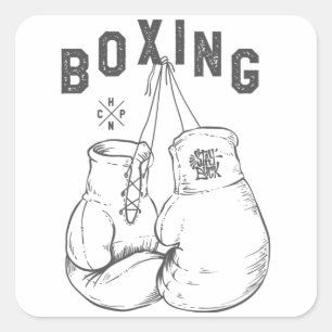 Boxing gloves square sticker