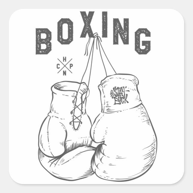 Boxing gloves square sticker (Front)