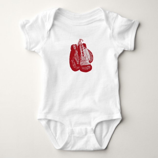 Boxing Gloves Vintage Red Gym Baby Bodysuit (Front)