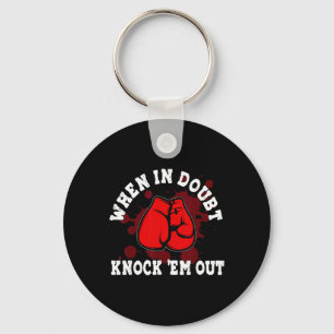 Boxing Gloves When In Doubt Knock em Out Boxing Ki Keychain