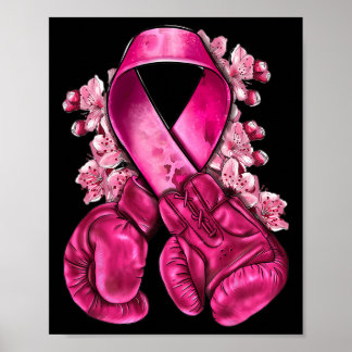 Boxing Gloves With Pink Ribbon Breast Cancer Suppo Poster