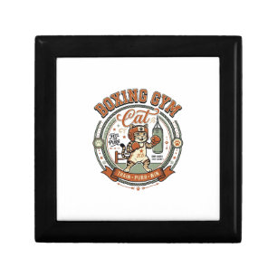 Boxing Gym Cat Boxing Gym Cat Vintage Vector Art S Gift Box