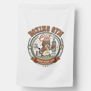 Boxing Gym Cat Boxing Gym Cat Vintage Vector Art S House Flag