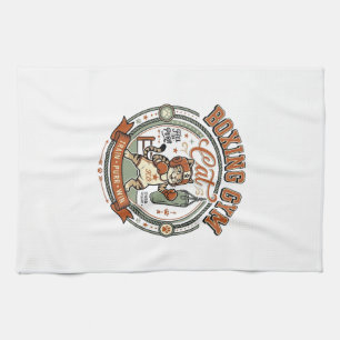 Boxing Gym Cat Boxing Gym Cat Vintage Vector Art S Kitchen Towel