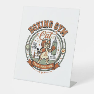 Boxing Gym Cat Boxing Gym Cat Vintage Vector Art S Pedestal Sign