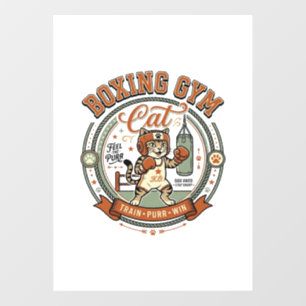 Boxing Gym Cat Boxing Gym Cat Vintage Vector Art S Window Cling