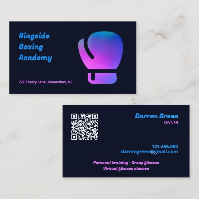 Boxing Gym QR Business Card (Front/Back)