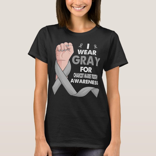 Boxing Hand I Wear gray For CHARCOT MARIE TOOTH   T-Shirt (Front)