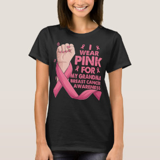 Boxing Hand I Wear Pink For My Grandma Breast  T-Shirt