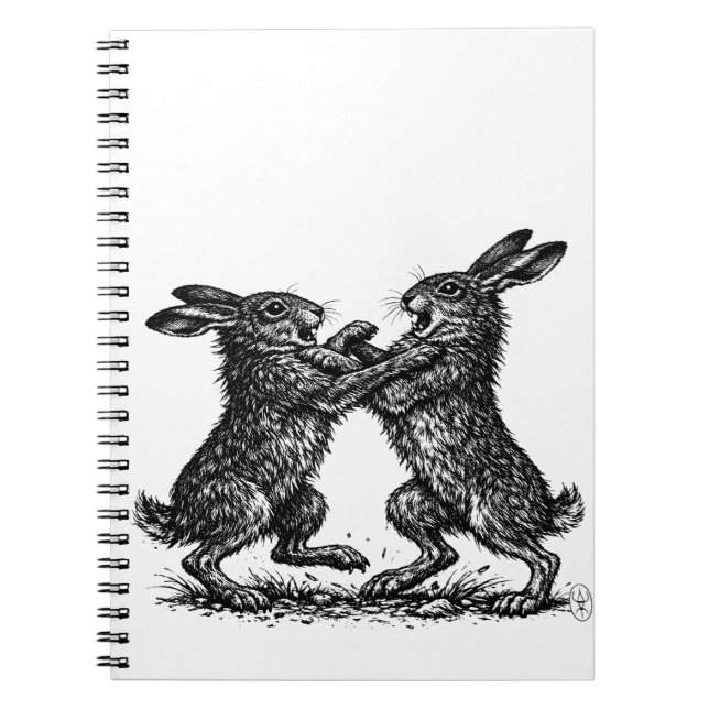 Boxing Hares – Haunted Ink Woodland Duel Notebook (Front)