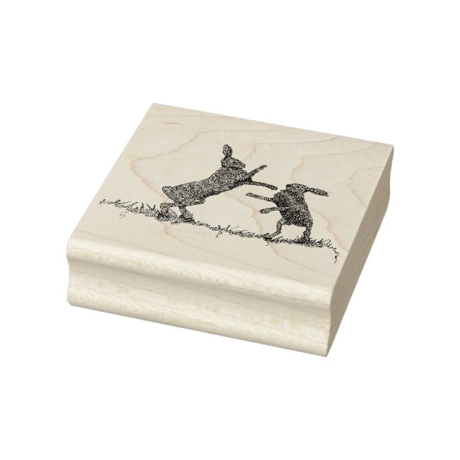 Boxing Hares Rubber Stamp (Stamp)