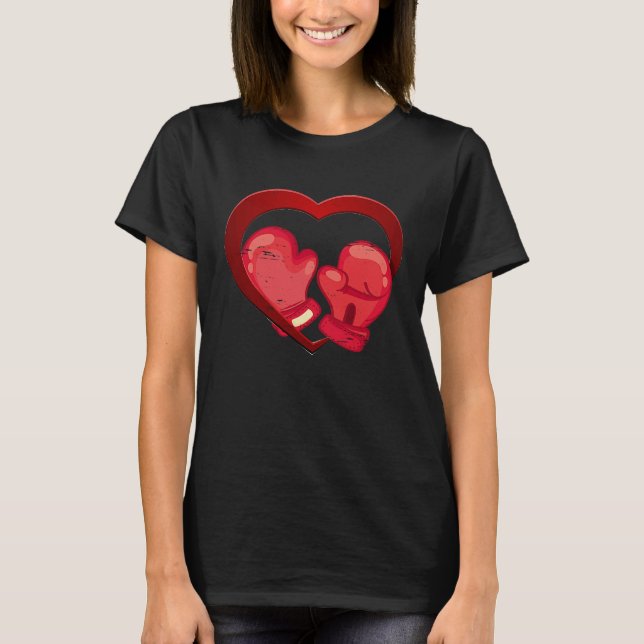 Boxing Heart Valentine's Day Mens Womens Teen Boys T-Shirt (Front)