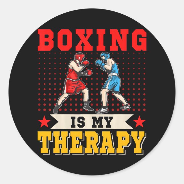 Boxing Is My Therapy Boxing Player Coach Classic Round Sticker (Front)