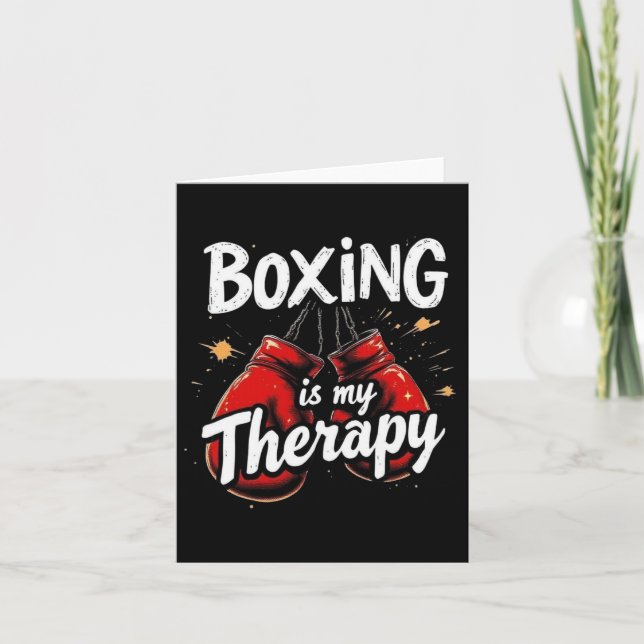 Boxing Is My Therapy Funny Gym Fighter Gloves Desi Card (Front)