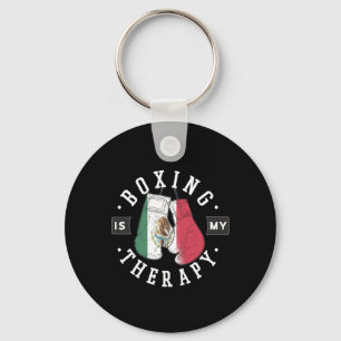 Boxing Is My Therapy Mexico Boxing Glove Mexican F Keychain