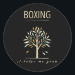 Boxing It Helps Me Grow Colorful Tree Sports Motiv Classic Round Sticker<br><div class="desc">Boxing It Helps Me Grow Colorful Tree Sports Motivation</div>