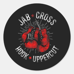 Boxing Jab Cross Hook Uppercut Classic Round Sticker