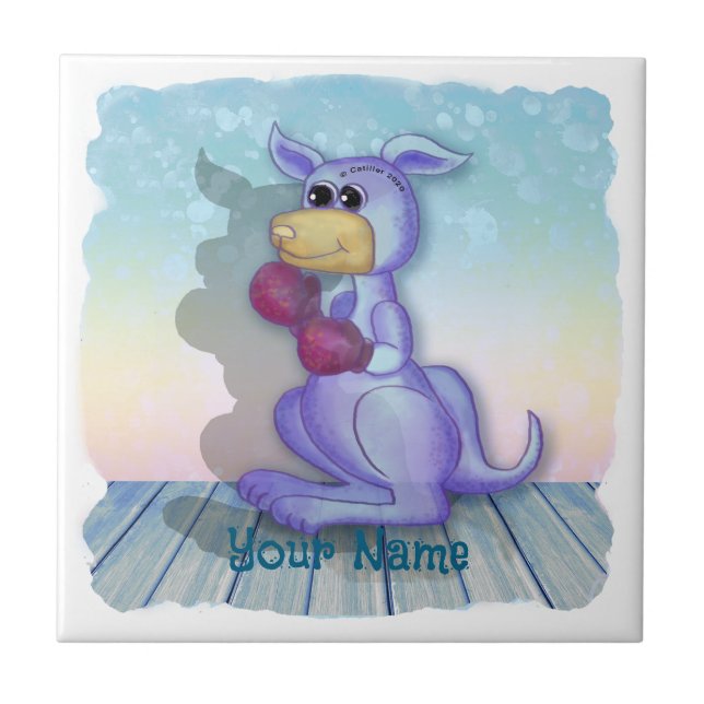Boxing Kangaroo Ceramic Tile (Front)