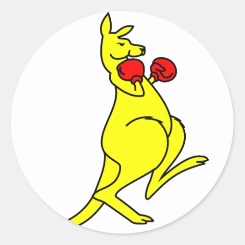 Boxing Kangaroo Classic Round Sticker