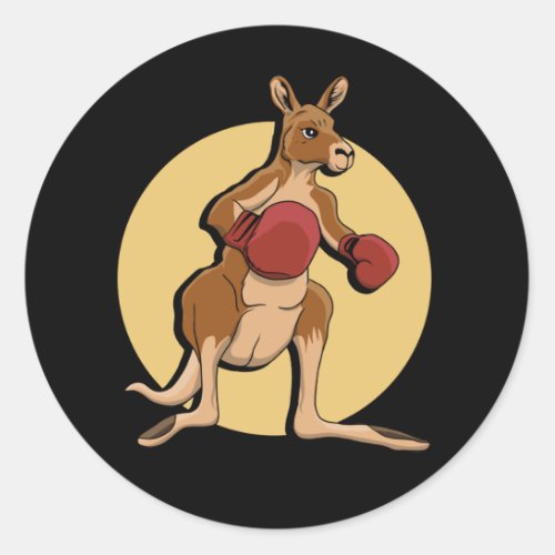 Boxing Kangaroo Classic Round Sticker