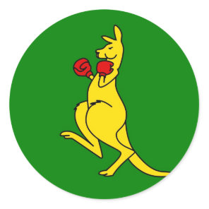 Boxing kangaroo collector item"s classic round sticker