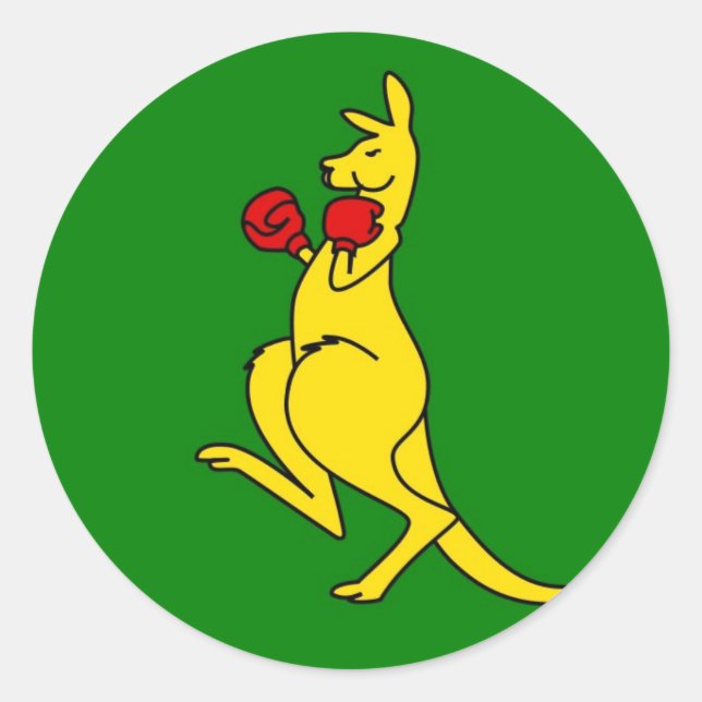 Boxing kangaroo collector item"s classic round sticker (Front)