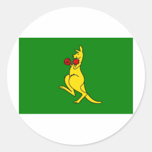 Boxing kangaroo collector item"s classic round sticker